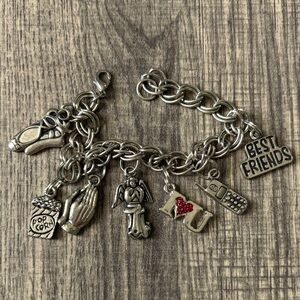 Silver Best Friends Charm Bracelet with Assorted Charms